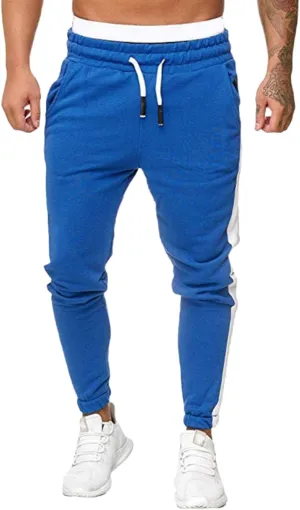 Jogger Pants for Men 2024 Casual Patchwork Stylish Stripe Drawstring Trousers Slim Fit Skinny Stretch Athletic Sweatpants