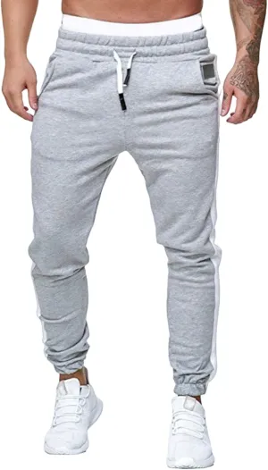 Jogger Pants for Men 2024 Casual Patchwork Stylish Stripe Drawstring Trousers Slim Fit Skinny Stretch Athletic Sweatpants