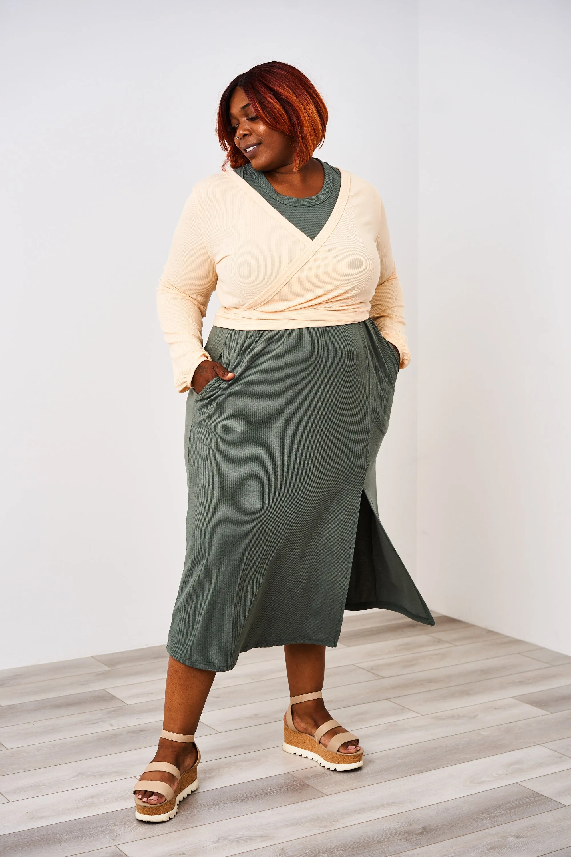 Latched Mama Ribbed Long Sleeve Nursing Wrap Top - Final Sale