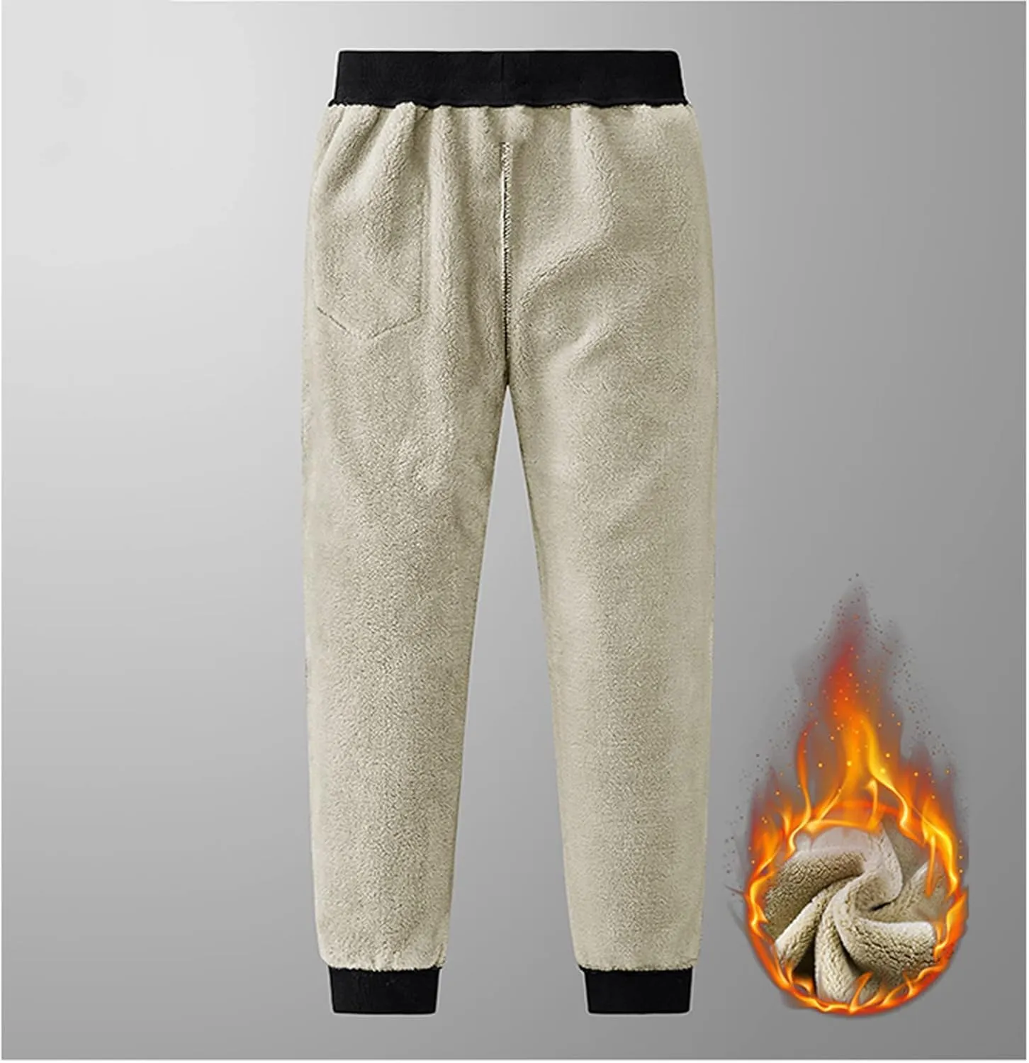 Lounge Pants for Men 2023 Casual Stylish Drawstring Elastic Waist Solid Warm Pant with Pockets Thickened Trousers