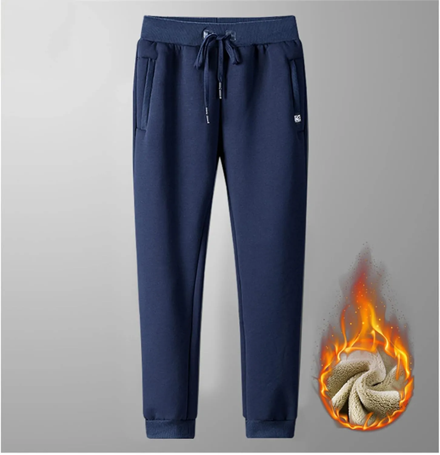 Lounge Pants for Men 2023 Casual Stylish Drawstring Elastic Waist Solid Warm Pant with Pockets Thickened Trousers