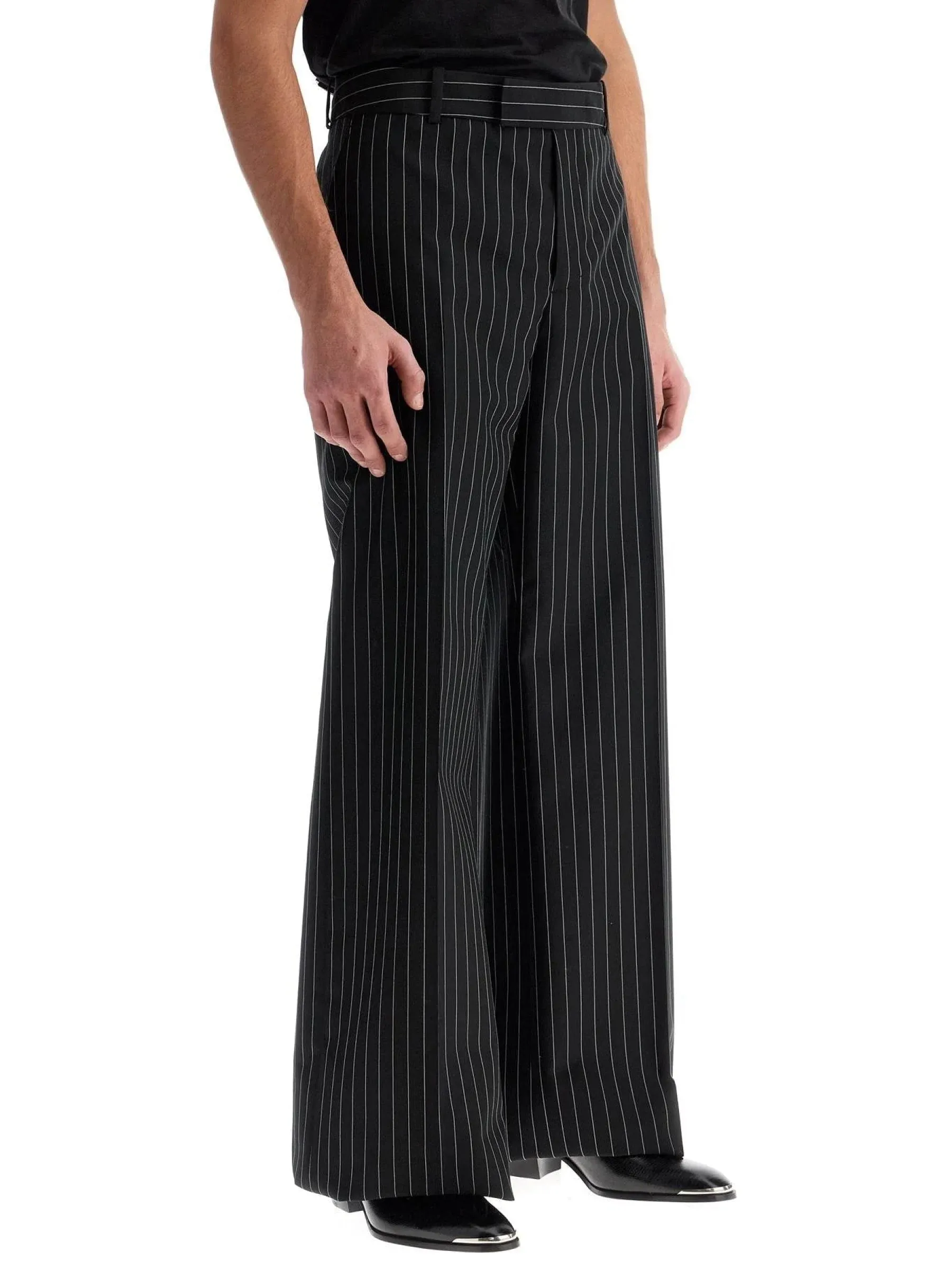 Low-Rise Pinstripe Trousers