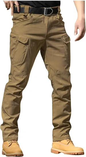 Men Cargo Pants with Pockets Ripstop Stretch Skinny Fit Hiking Pants Stylish Trousers Workout Joggers Baggy Pants