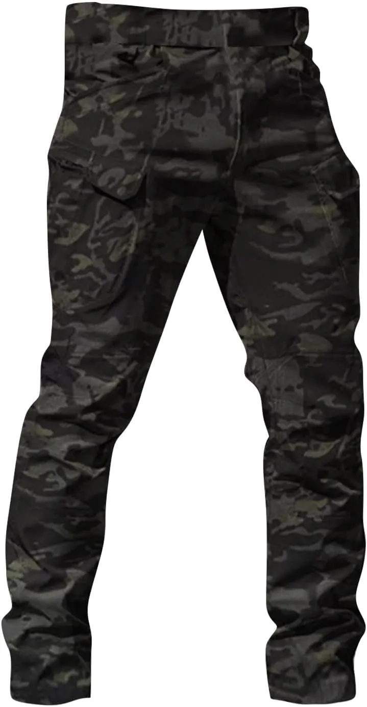 Men Cargo Pants with Zipper Pockets Ripstop Stretch Y2K Pants Baggy Slim Fit Trousers Tall Pants with Multi Pockets