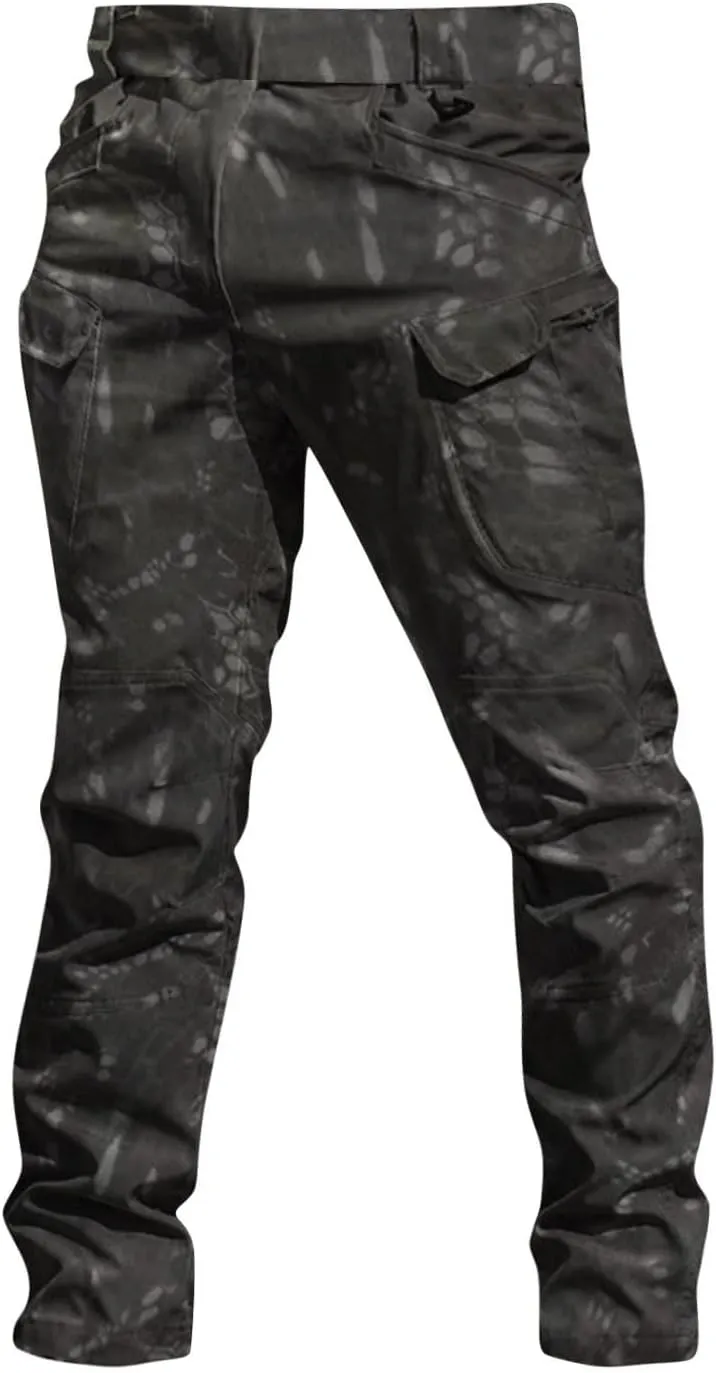 Men Cargo Pants with Zipper Pockets Ripstop Stretch Y2K Pants Baggy Slim Fit Trousers Tall Pants with Multi Pockets