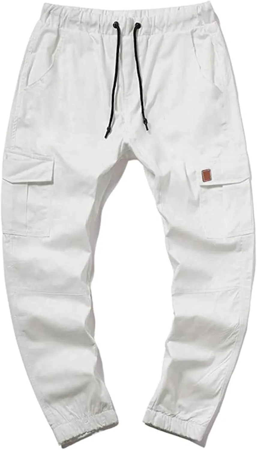 Mens Athletic Joggers Pants Casual Stylish Patchwork Slim Fit Sweatpants Stretch Cotton Cargo Pants Comfy Trousers