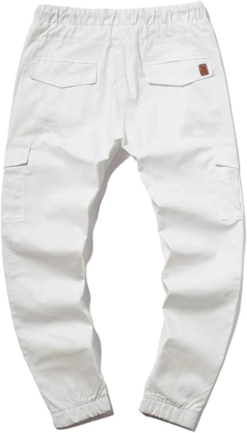 Mens Athletic Joggers Pants Casual Stylish Patchwork Slim Fit Sweatpants Stretch Cotton Cargo Pants Comfy Trousers
