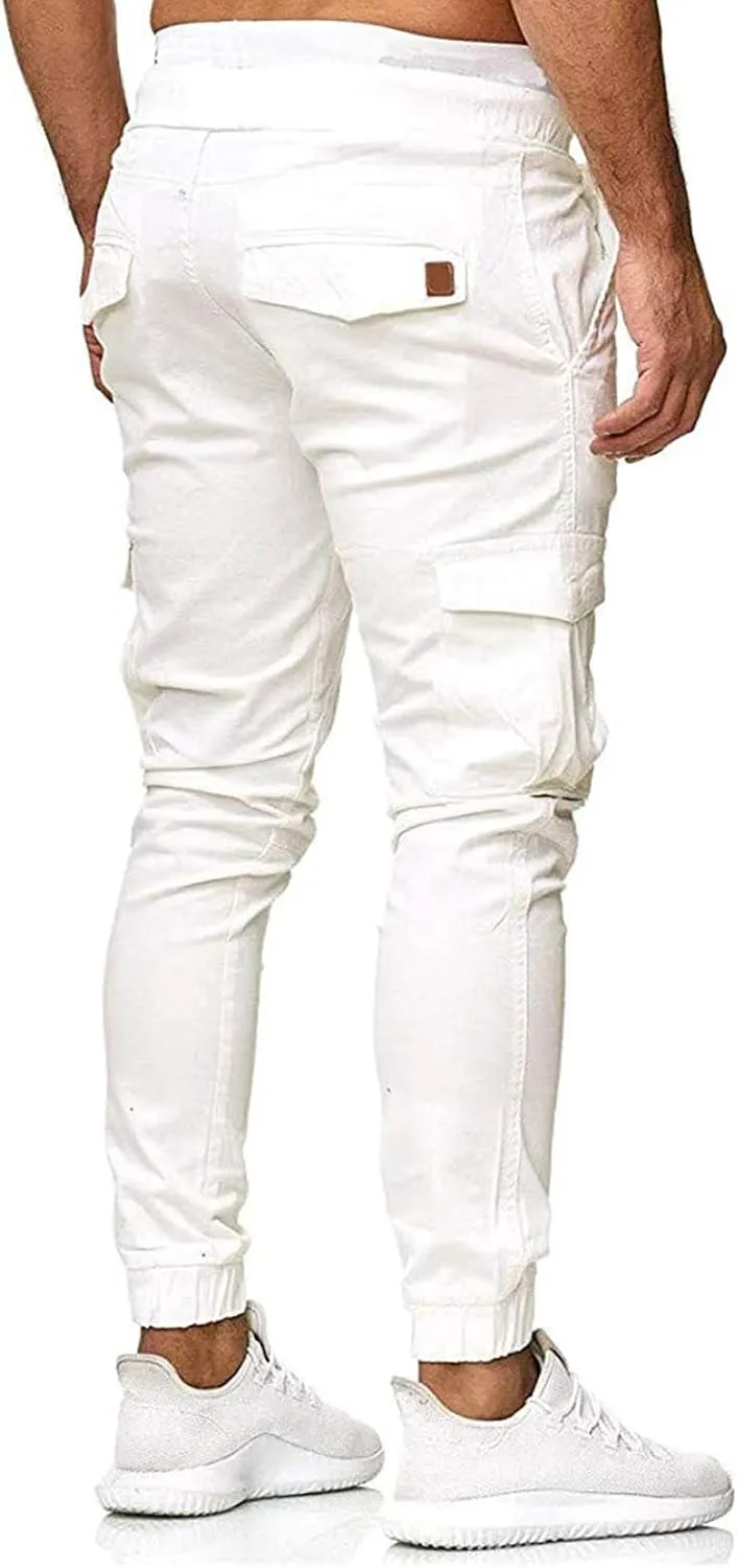 Mens Athletic Joggers Pants Casual Stylish Patchwork Slim Fit Sweatpants Stretch Cotton Cargo Pants Comfy Trousers