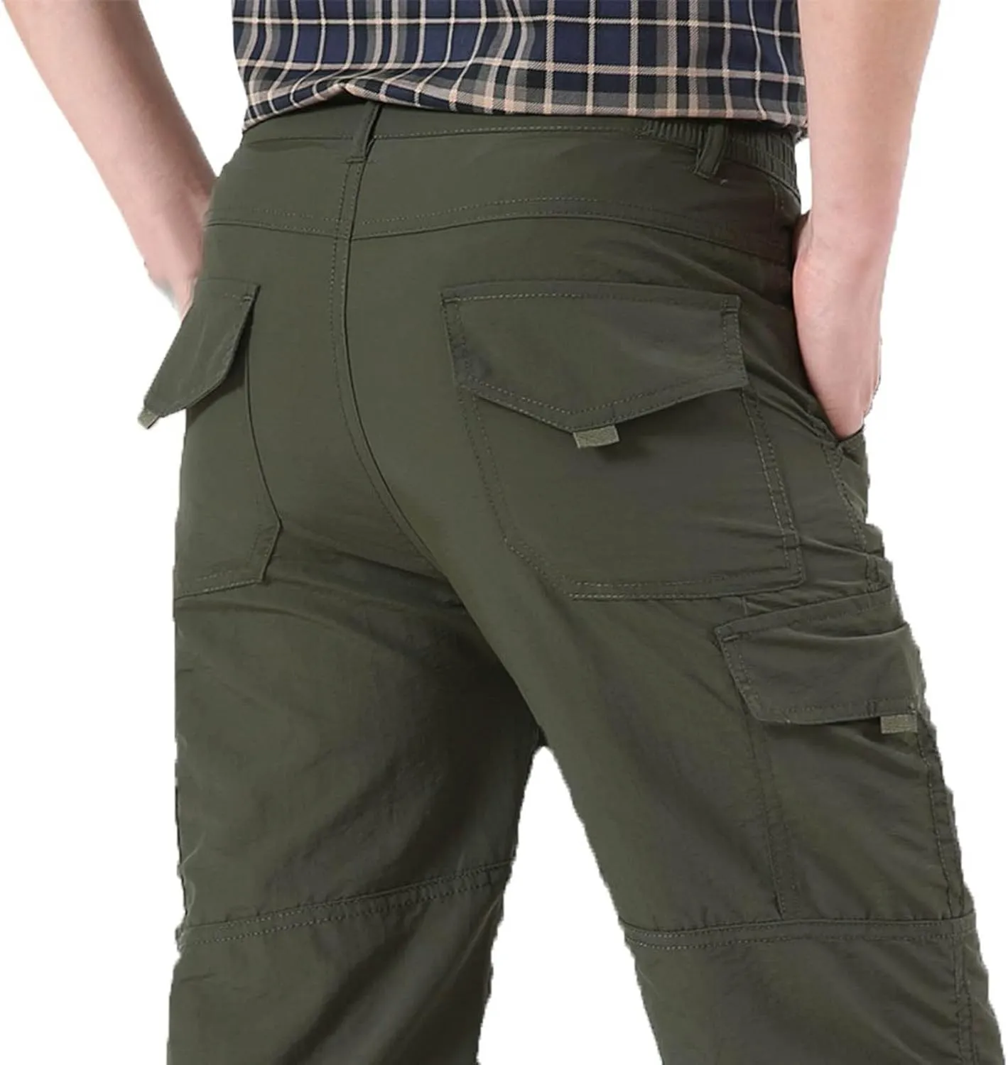 Men's Athletic Pants Casual Stylish Buckle Zipper Solid Cargo Pants Multi Pockets Fashion Work Utility Trousers