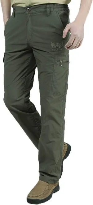Men's Athletic Pants Casual Stylish Buckle Zipper Solid Cargo Pants Multi Pockets Fashion Work Utility Trousers