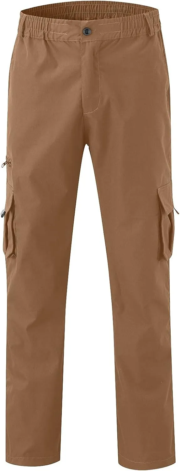 Mens Cargo Joggers Pants Casual Twill Chino Cotton Elastic Drawstring Outdoor Hiking Sweatpants Pants