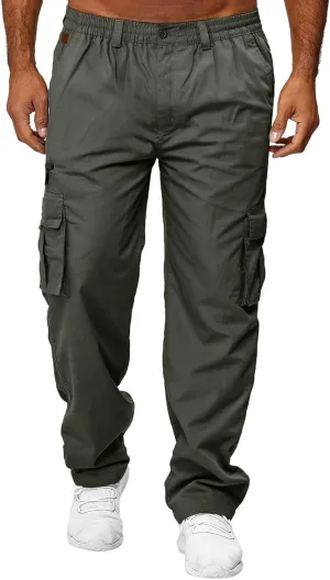 Men's Cargo Sweatpants Lightweight Drawstring Casual Joggers Loose Open Bottom Athletic Pants for Men with Pockets