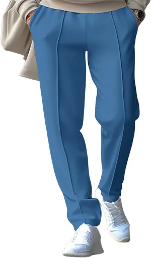 Mens Casual Straight Pants Elastic Waist Vintage Stylish Loose Slim Fit Hippie Solid Pants Outdoor Business Trousers