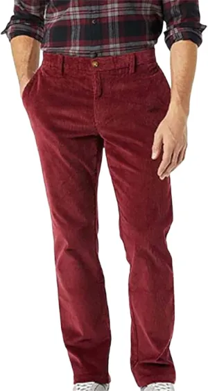 Mens Corduroy Pants Straight Legs Elastic Waist Vintage Casual Classic Stylish Slim Fit Pant Outdoor Business Trousers