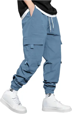 Men's Drawstring Multi-Pocket Cargo Pants - 2025 Tapered Leg Casual Stylish Lightweight Trousers.