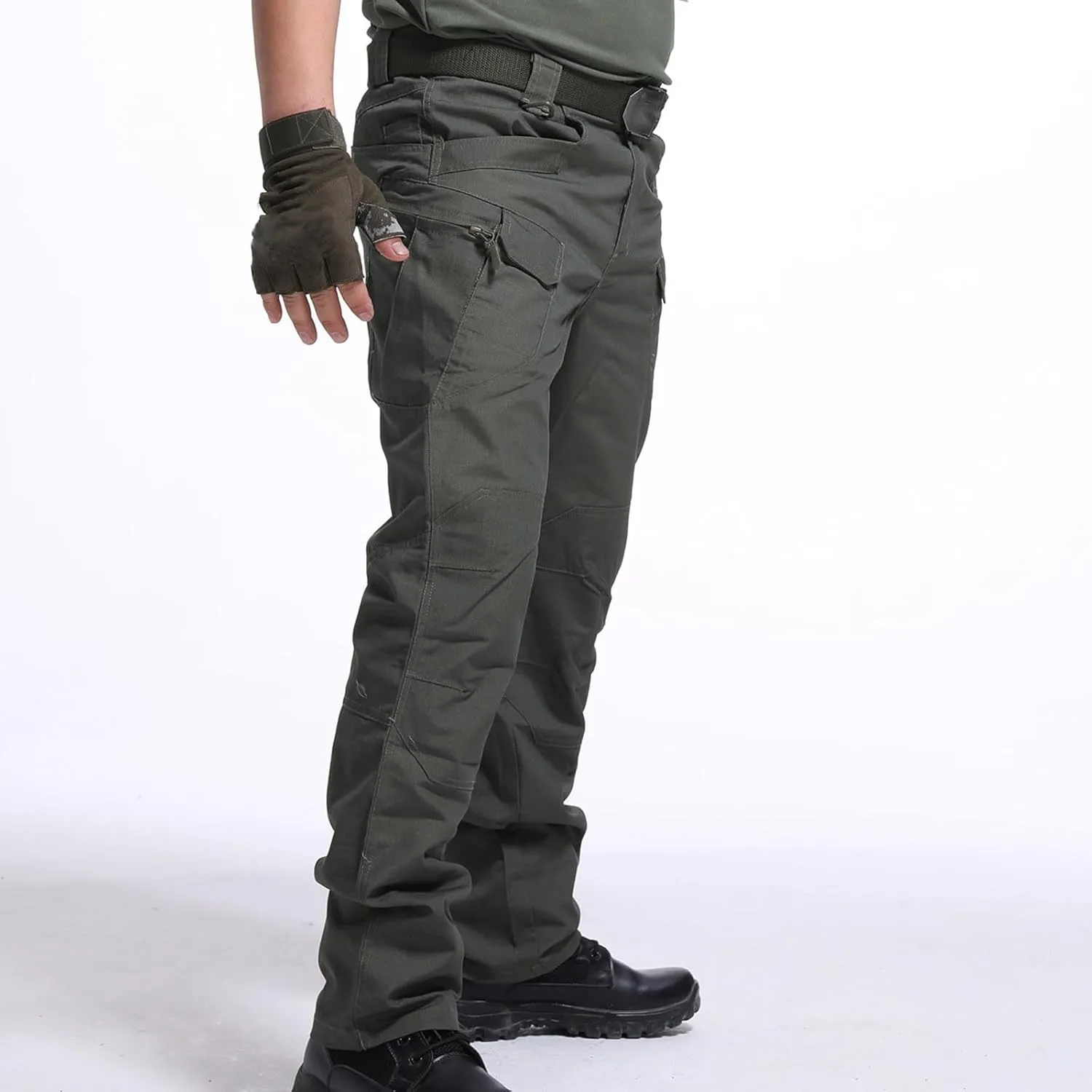 Mens Hiking Pants Casual Stylish Chino Twill Multi Pockets Cargo Pant Big and Tall Solid Straight Legs Sweatpants
