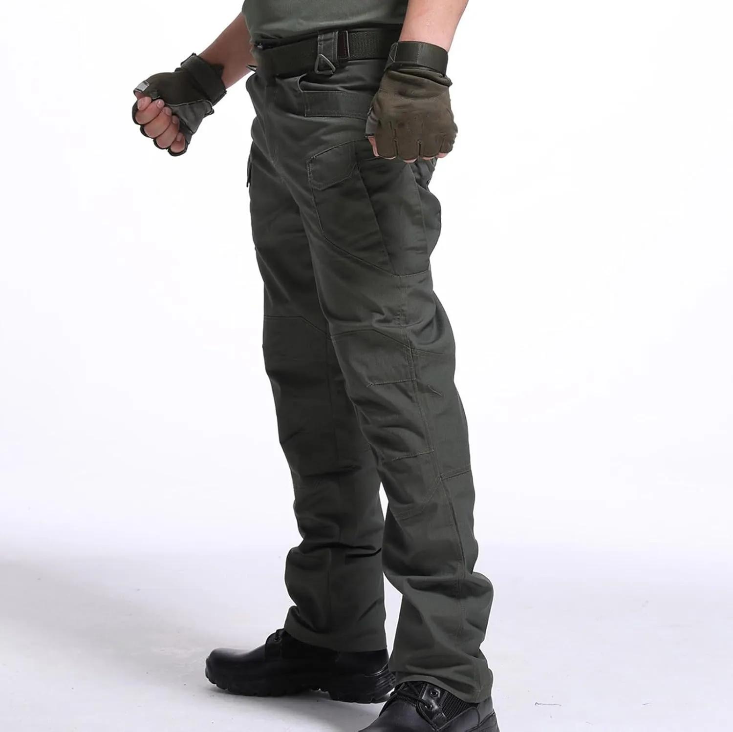 Mens Hiking Pants Casual Stylish Chino Twill Multi Pockets Cargo Pant Big and Tall Solid Straight Legs Sweatpants
