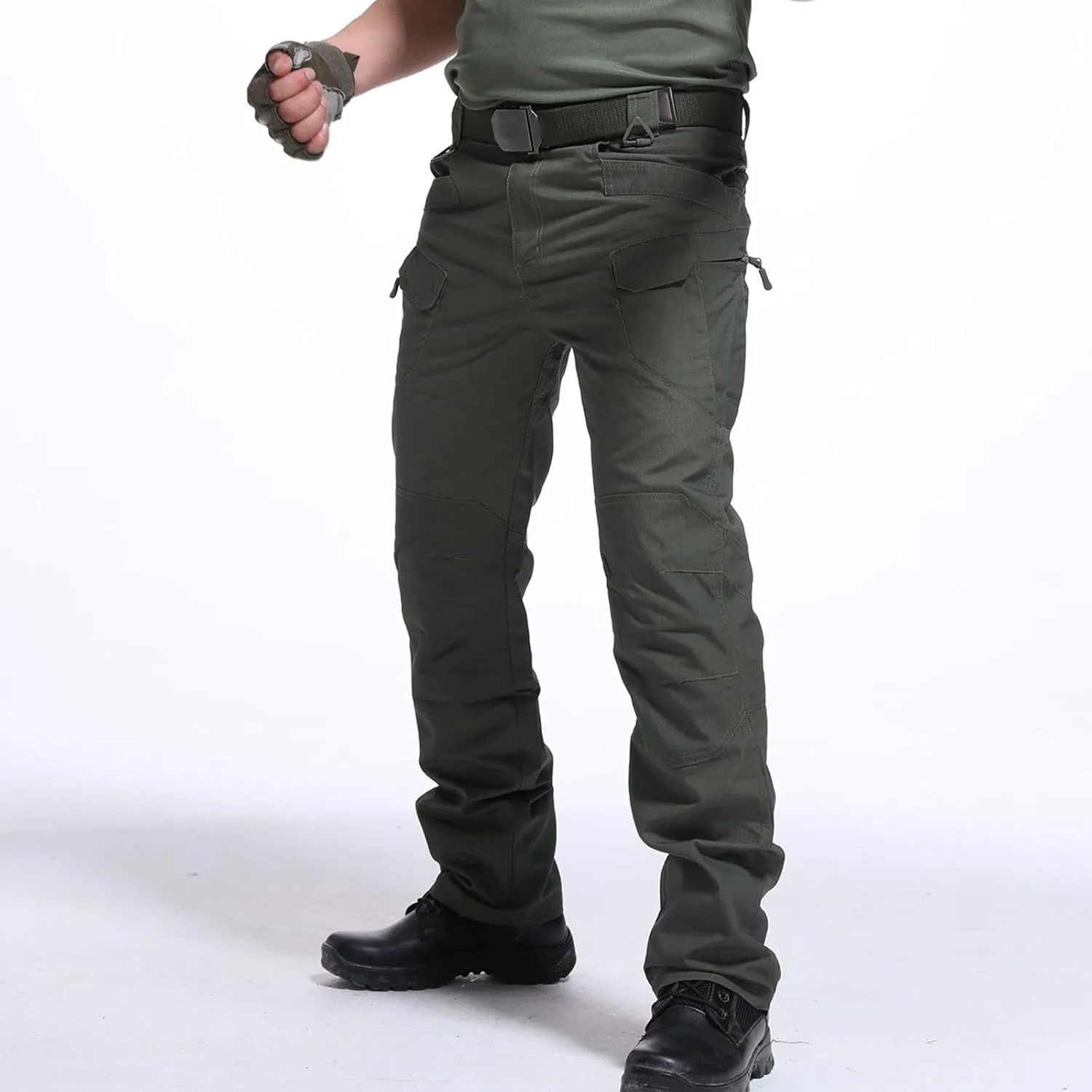 Mens Hiking Pants Casual Stylish Chino Twill Multi Pockets Cargo Pant Big and Tall Solid Straight Legs Sweatpants