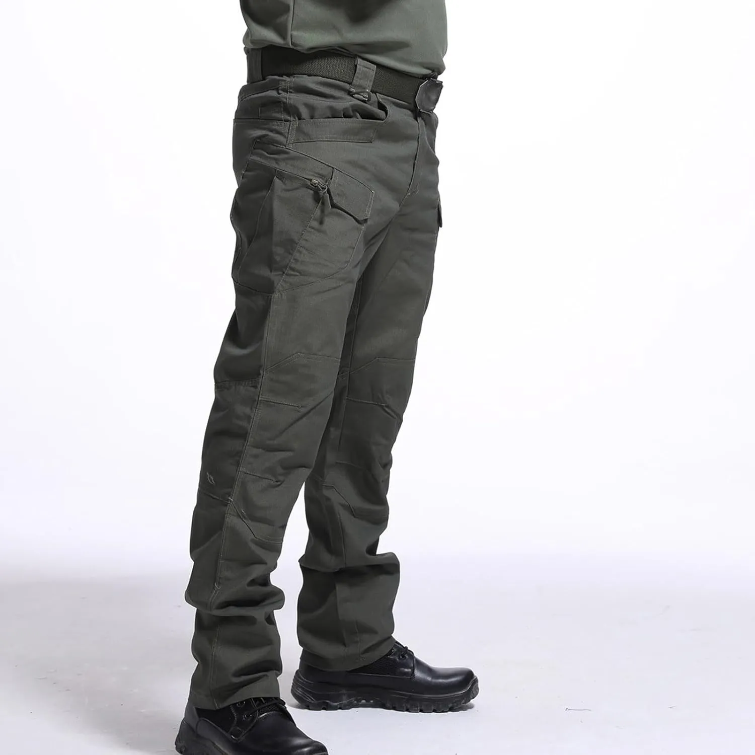 Mens Hiking Pants Casual Stylish Chino Twill Multi Pockets Cargo Pant Big and Tall Solid Straight Legs Sweatpants
