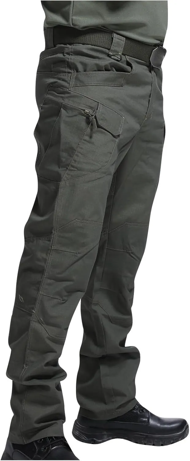 Mens Hiking Pants Casual Stylish Chino Twill Multi Pockets Cargo Pant Big and Tall Solid Straight Legs Sweatpants
