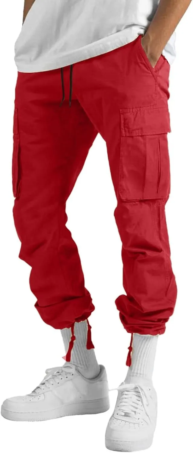 Men's Linen Pants Casual Twill Chino Lace Up Pants Fashion Baggy Sweatpants Lightweight Joggers Athletic Pants