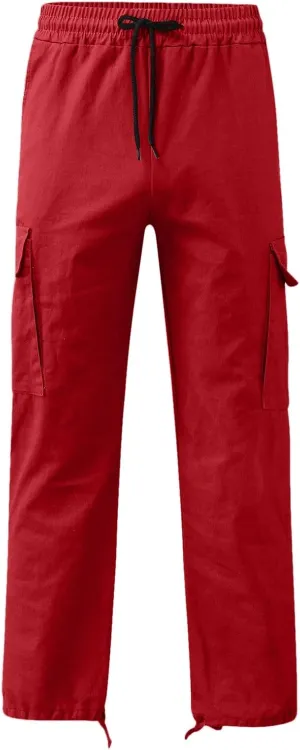 Men's Linen Pants Casual Twill Chino Lace Up Pants Fashion Baggy Sweatpants Lightweight Joggers Athletic Pants