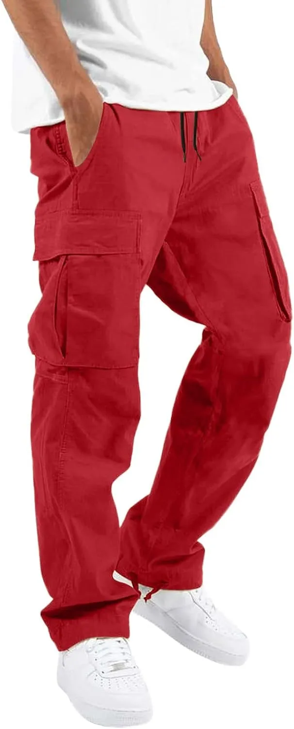 Men's Linen Pants Casual Twill Chino Lace Up Pants Fashion Baggy Sweatpants Lightweight Joggers Athletic Pants