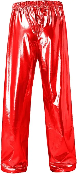 Mens Shiny Metallic Pants Stylish Sequin Straight Legs Jogger Pants Drawstring Waist Party Club Rave Disco Trousers