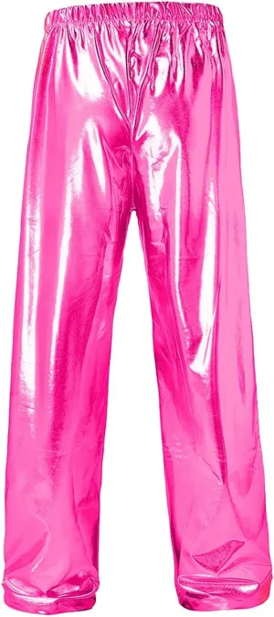 Mens Shiny Metallic Pants Stylish Sequin Straight Legs Jogger Pants Drawstring Waist Party Club Rave Disco Trousers