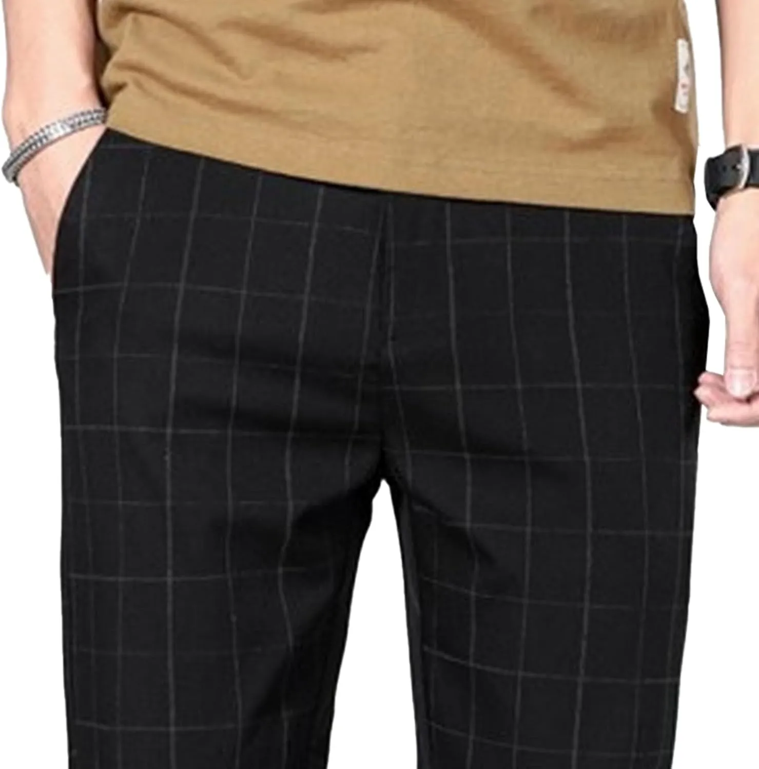 Men's Slim Fit Stretch Chino Pants Casual Stylish Business Dress Pants Lightweight Skinny Flat Front Trousers