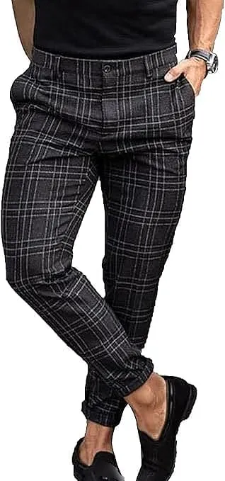 Men's Slim Fit Stretch Chino Pants Casual Stylish Business Dress Pants Lightweight Skinny Flat Front Trousers