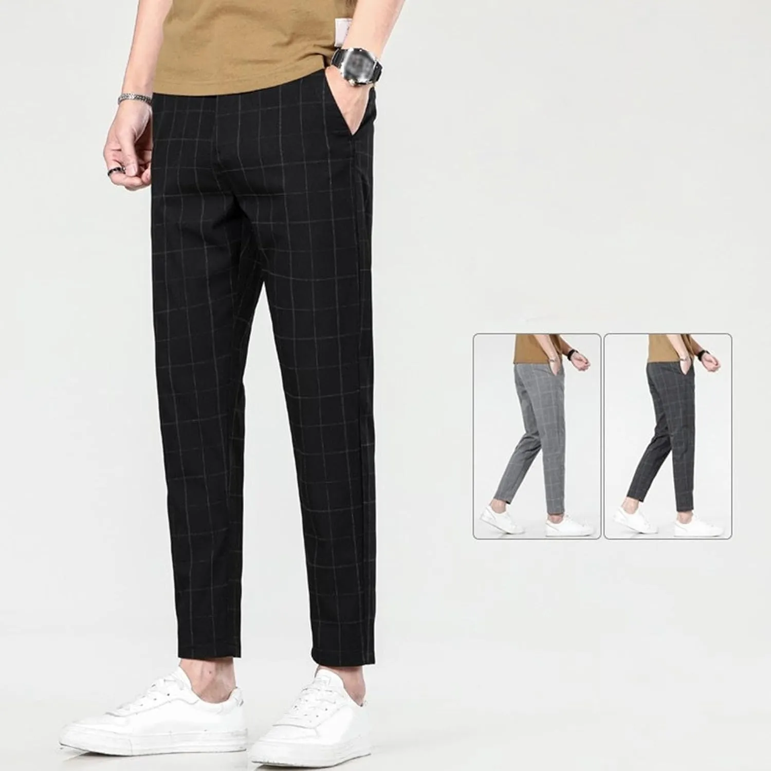 Men's Slim Fit Stretch Chino Pants Casual Stylish Business Dress Pants Lightweight Skinny Flat Front Trousers