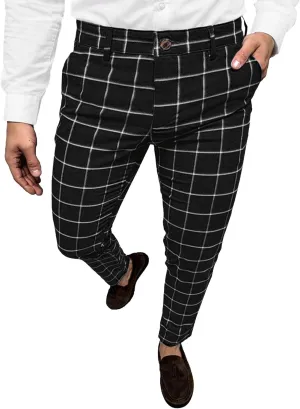Men's Slim Fit Stretch Chino Pants Casual Stylish Business Dress Pants Lightweight Skinny Flat Front Trousers