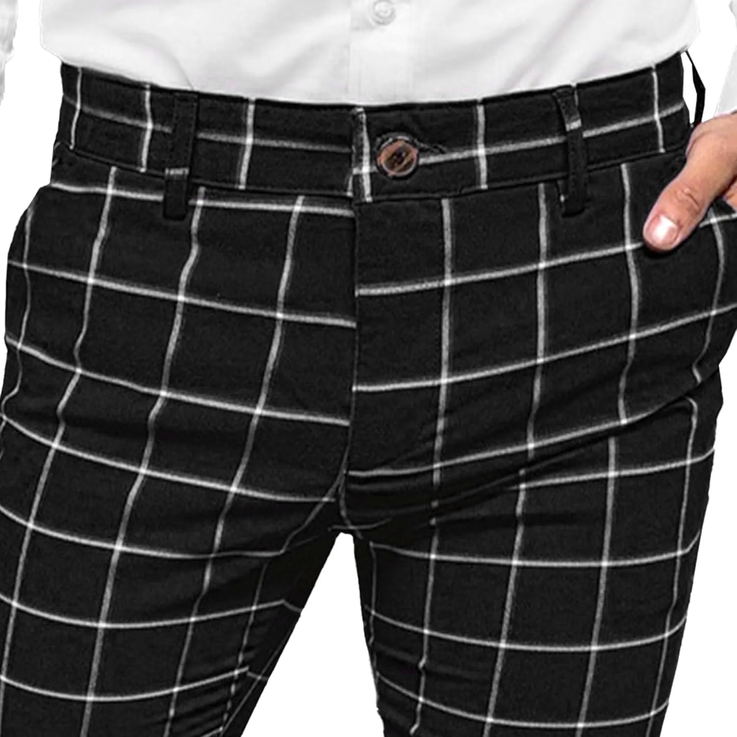 Men's Slim Fit Stretch Chino Pants Casual Stylish Business Dress Pants Lightweight Skinny Flat Front Trousers