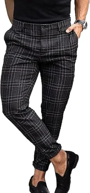 Men's Slim Fit Stretch Chino Pants Casual Stylish Business Dress Pants Lightweight Skinny Flat Front Trousers