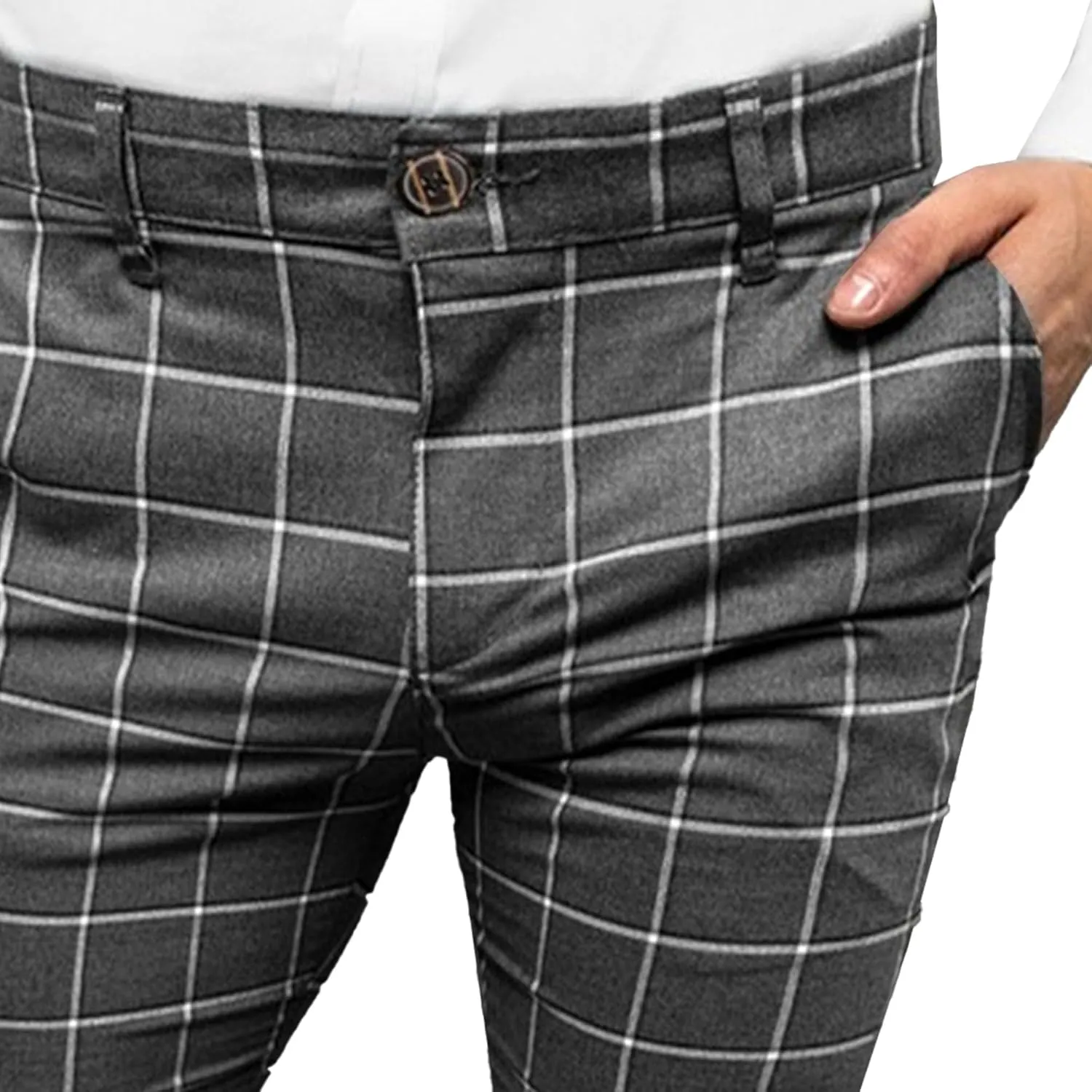 Men's Slim Fit Stretch Chino Pants Casual Stylish Business Dress Pants Lightweight Skinny Flat Front Trousers