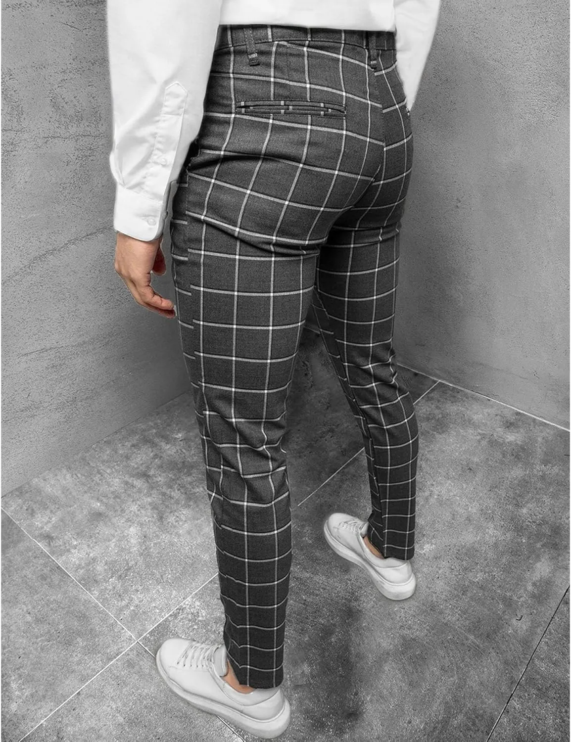 Men's Slim Fit Stretch Chino Pants Casual Stylish Business Dress Pants Lightweight Skinny Flat Front Trousers