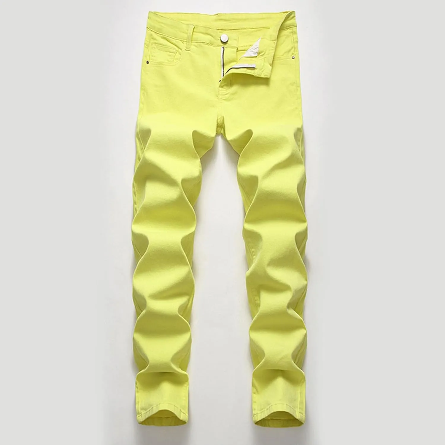 Mens Slim Skinny Casual Denim Pants Straight Leg Stylish Colorful Jeans for Men Stretchy Comfy Denim Jogger Pants with Pocket