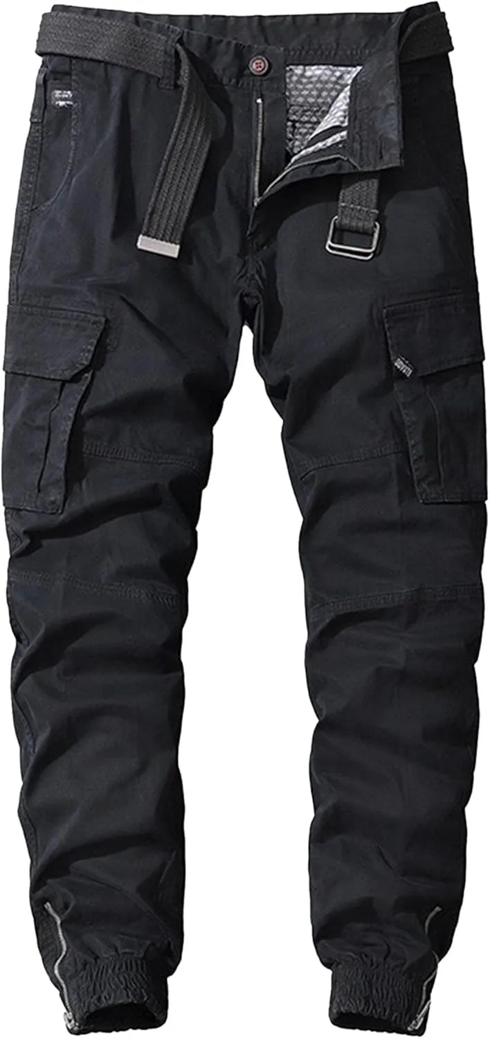Men's Stylish Slim Fit Twill Pants Stretch Joggers Outdoor Pants Straight Leg Casual Tapered Trousers