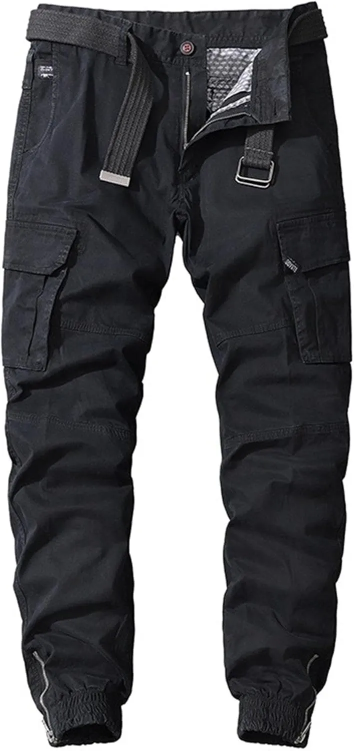 Men's Stylish Slim Fit Twill Pants Stretch Joggers Outdoor Pants Straight Leg Casual Tapered Trousers