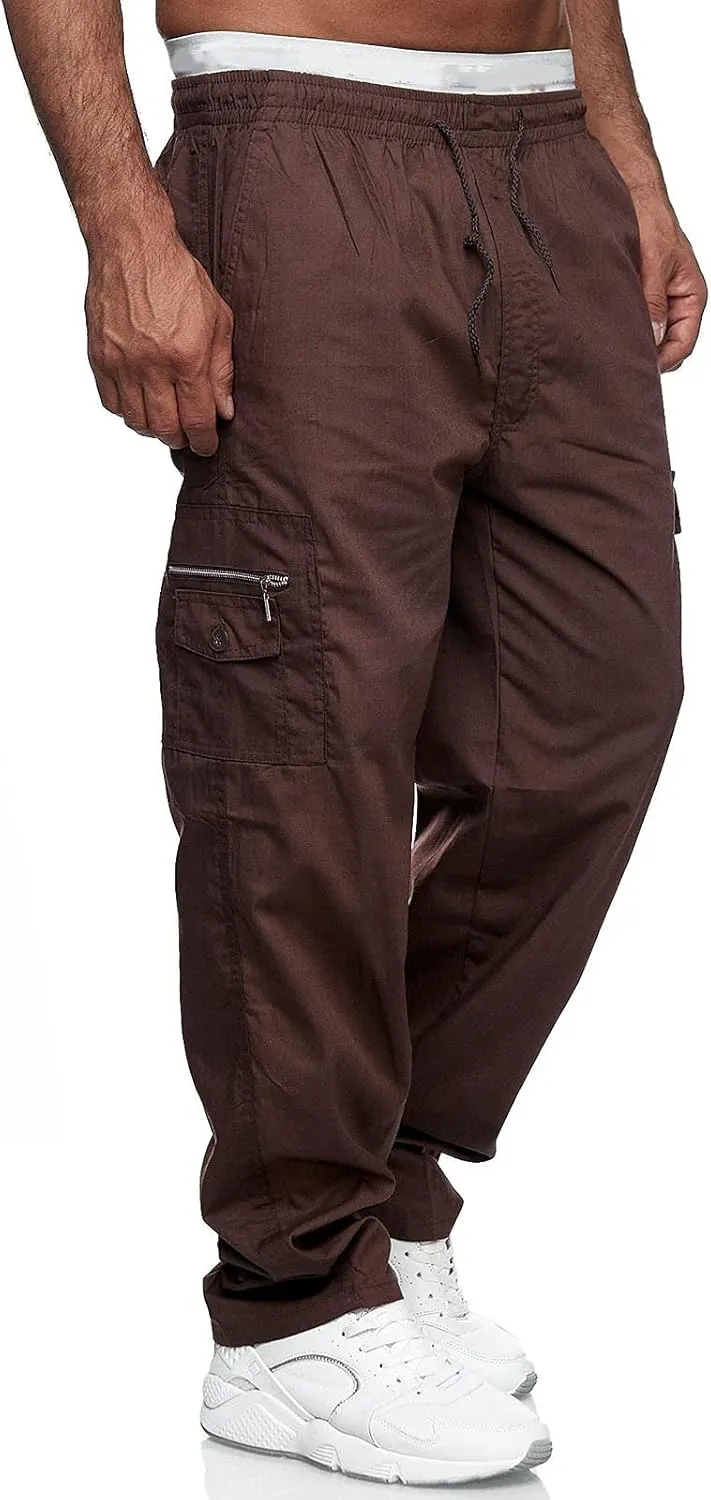 Mens Sweatpants with Pockets Cargo Sweatpants Open Bottom Straight Leg Casual Loose Fit Baggy Athletic Jogger Pants