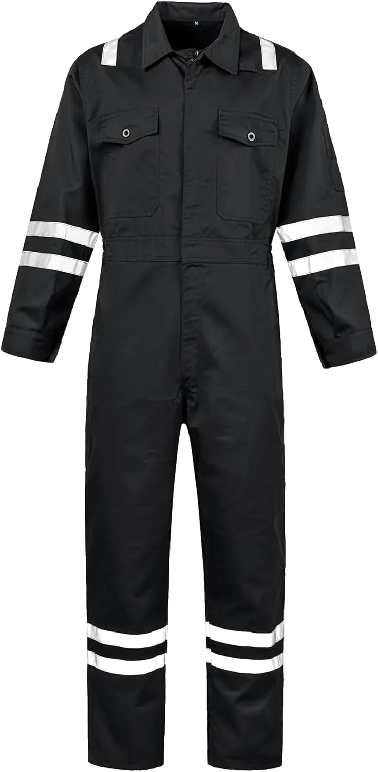 Men's Work Coverall High Visibility Overalls Mechanics Coveralls Workwear Jumpsuit with Multi Pockets