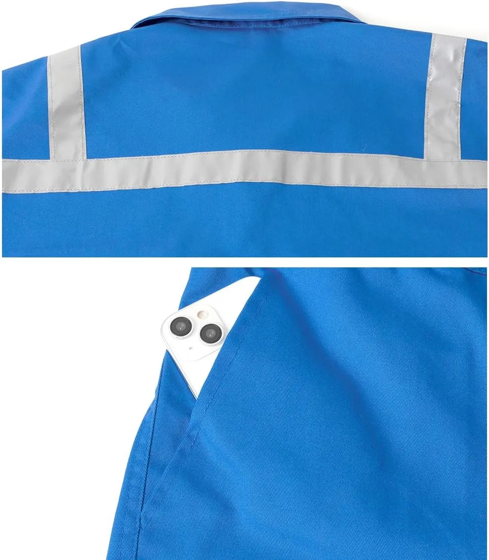 Men's Work Coverall High Visibility Overalls Mechanics Coveralls Workwear Jumpsuit with Multi Pockets
