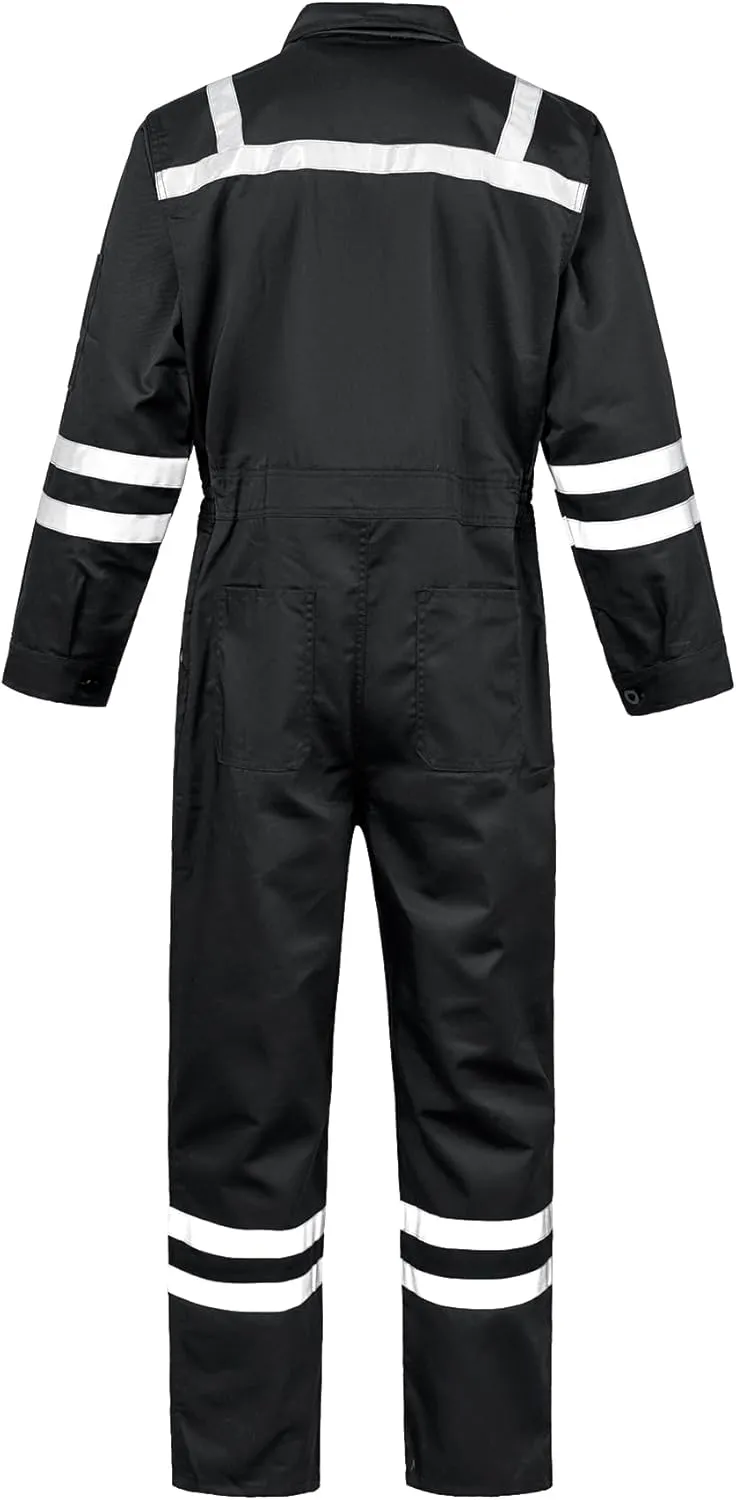 Men's Work Coverall High Visibility Overalls Mechanics Coveralls Workwear Jumpsuit with Multi Pockets
