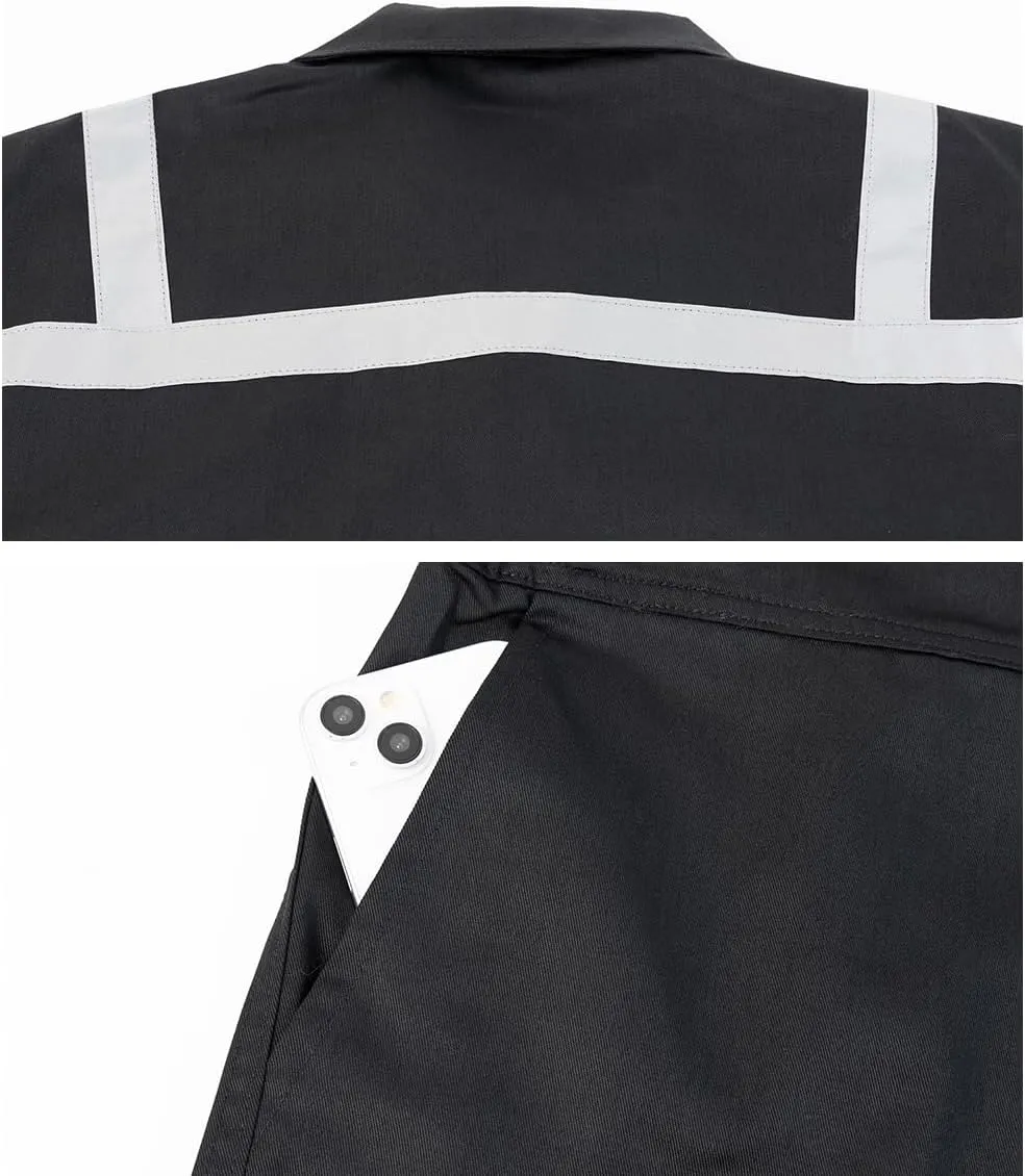 Men's Work Coverall High Visibility Overalls Mechanics Coveralls Workwear Jumpsuit with Multi Pockets