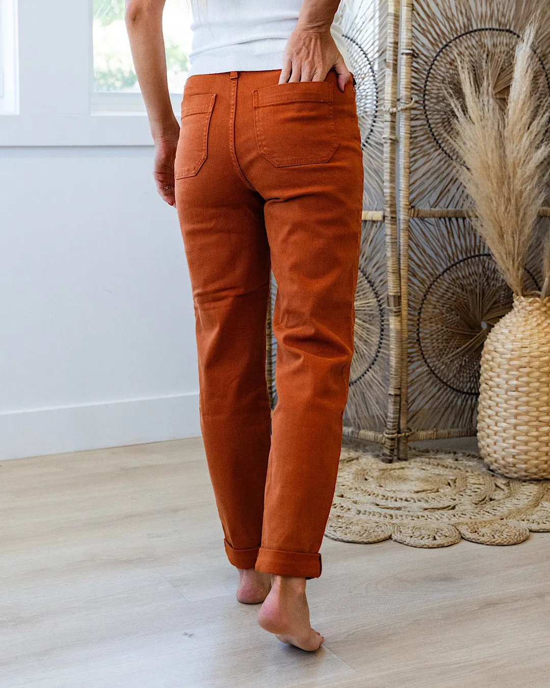NEW! Judy Blue Double Cuff Jogger Jeans - Auburn Orange