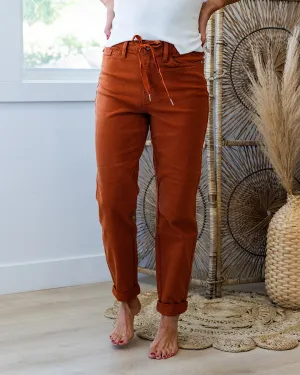 NEW! Judy Blue Double Cuff Jogger Jeans - Auburn Orange