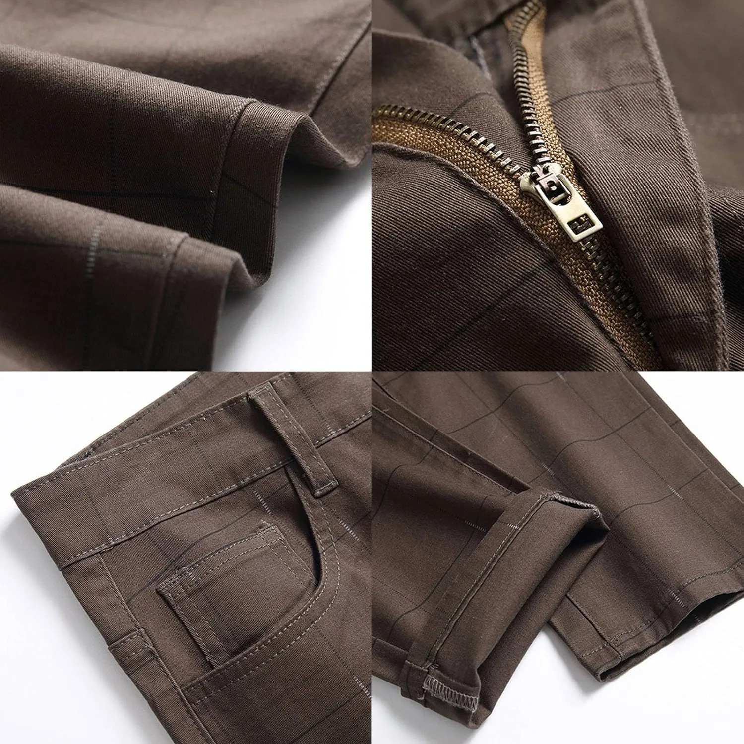 Plaid Pants for Men Straight Leg Stretch Slim Fit Dress Pant Skinny Flat Front Stylish Business Casual Chinos Pant