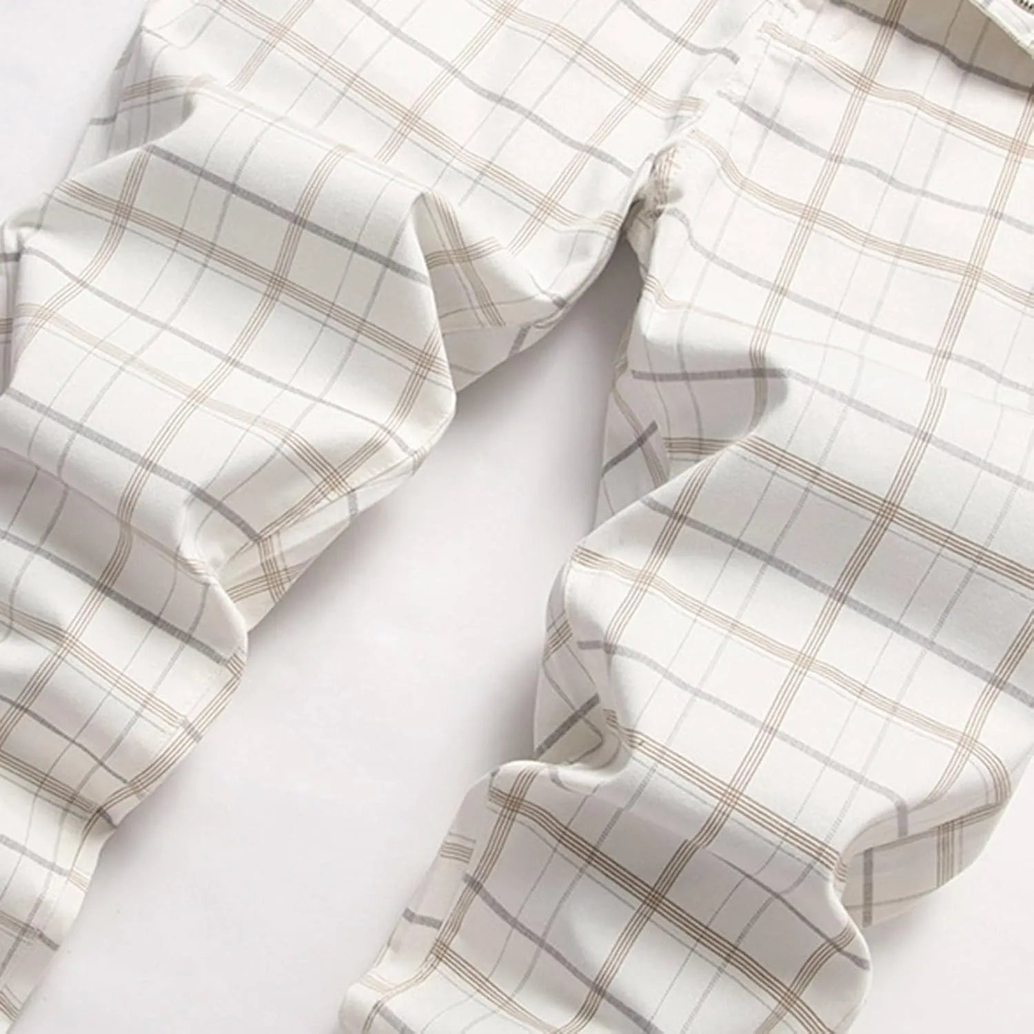 Plaid Pants for Men Straight Leg Stretch Slim Fit Dress Pant Skinny Flat Front Stylish Business Casual Chinos Pant