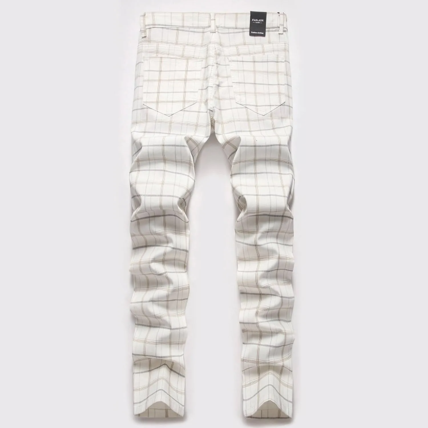Plaid Pants for Men Straight Leg Stretch Slim Fit Dress Pant Skinny Flat Front Stylish Business Casual Chinos Pant